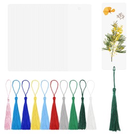 DBALL Blank Bookmark Craft Set 100 Bookmarks Paper with 100 Tassels (Ten Colours) for Bookmarks DIY on Birthdays Gift Accessories Children Crafts