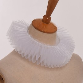 GRACEART Renaissance Elizabethan Ruffle Neck Collar, One size, White