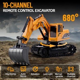 Daioller RC Excavator for Children 3-5 Years Old - Excavator Toy, Remote Controlled Excavator Hydraulic Toy for Boys 4-7, Construction Truck with 60+ Minutes Playtime/Sound/Light