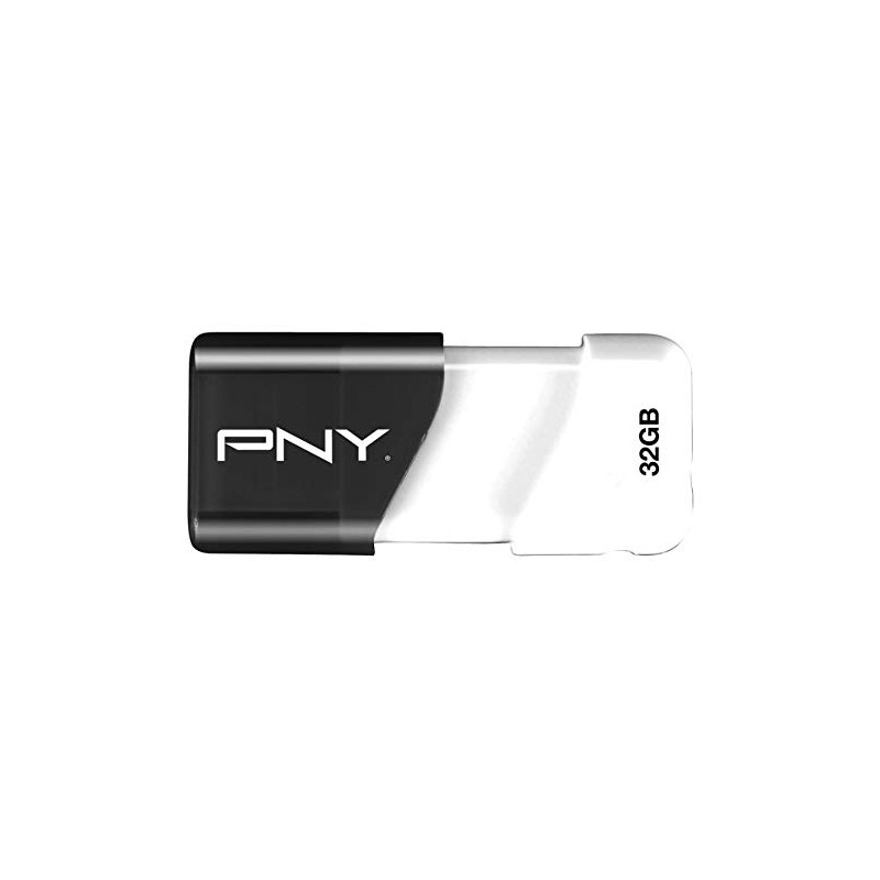 PNY Compact Attache 32GB USB 2.0 Flash Drive - Black/White