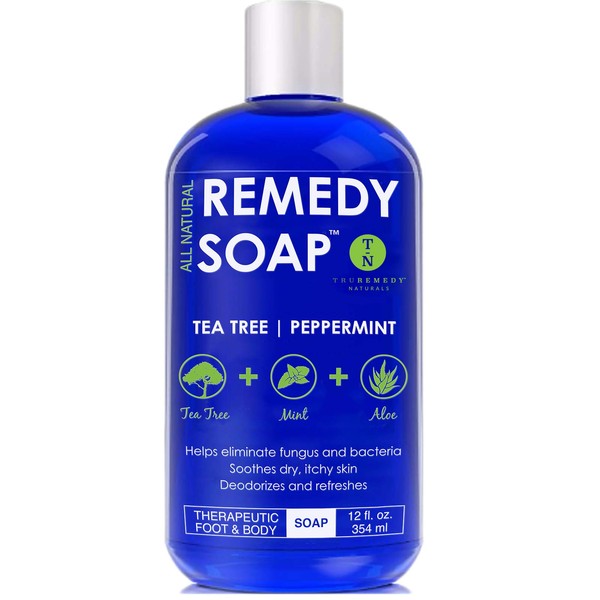 Remedy Soap Tea Tree Oil Body Wash, Helps Body Odor, Athlete’s Foot, Jock Itch, Ringworm, Yeast Infections, Skin Irritations, Shower Gel for Women/Men, Natural Mint & Aloe Skin Cleanser 12 Oz