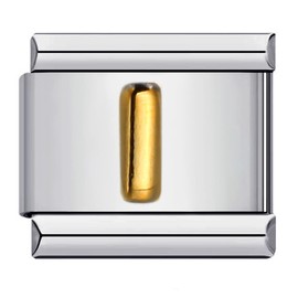 M&S A-Z Initial Letter Name Alphabet Gold Silver 9mm Italian Charm Compatible With Nomination Bracelet (I)