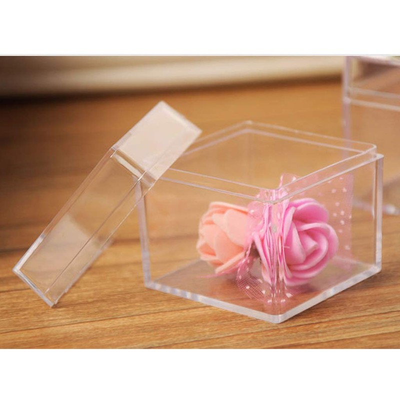 EINCORN Plastic Transparent Box Square Candy Box Acrylic 5 Sided