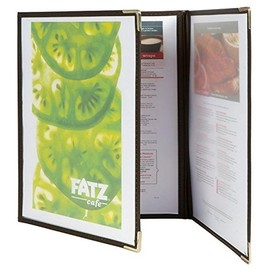 Securit Crystal Range Transparent Menu Holder A4 Brown Edged, Tri-fold