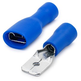 Heschen Male/Female Quick Disconnects Vinyl Fully Insulated 6.3 x 0.8 mm Cable Terminal for 1.5-2.5mm² (16-14 AWG) Blue 100Pack