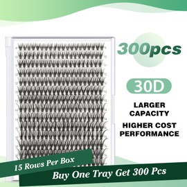 Lash Clusters 300Pcs Individual Lashes 30D 0.07D Curl 9-18MIX Lash Extensions Clusters Lashes Soft&Natural False Eyelashes Individual DIY Eyelash Extension at Home(30D-0.07D,9-18MIX)