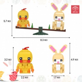 Nubee Easter Bunny and Chick Building Set, Cute Animal Rabbit Chicken Sitting on The See-Saw, Perfect for Easter Basket Toys Gifts for Kids Boys or Girls Age 6+ (291pcs)