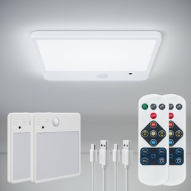 JACKYLED 2 Pack New Upgraded Rechargeable Motion Sensor Ceiling Light with Remote,8000mAh Magnetic Wireless Ceiling Lights Battery Operated,LED Shower Lights for Stairs Pantry Hallway Porch