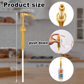 5 Pieces Syrup Pump, Coffee Syrup Dispenser Pump, Syrup Pump Dispenser Flavor Syrup Pump Caramel Syrup Pump Replacement Fits 750ml-1L Bottles for Coffee Syrup, Flavorings, Gold