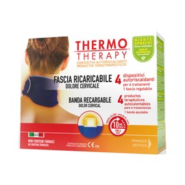 Thermo Therapy Fascia Ricaricabile per Dolori Cervicali, Non Contiene Farmaci, Durata del Calore fino a 10 Ore, Confezione con 1 Fascia Regolabile + 4 Dispositivi Terapeutici Autoriscaldanti