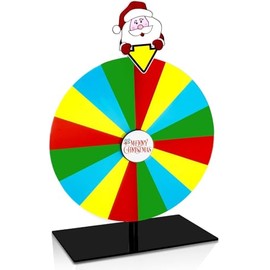 Christmas Prize Wheel, 8 Inch Spinning Wheel for Prize with Stand, 16 Slot Small Tabletop Roulette Spinner with Dry Erase Markers and Eraser, Carnival Spin Wheel for Trade Show, Fortune Spin Game