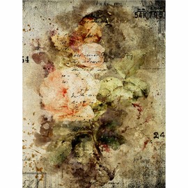Distressed Bouquet Rice Paper 8" x 10.5" - 6 x Assorted Printed Mulberry Paper Images 30gsm Visible Fibers for Decoupage Crafts Mixed Media Collage Art