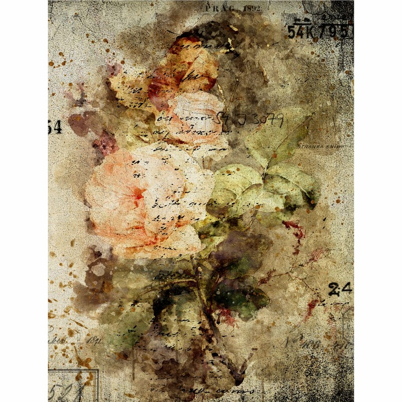 Distressed Bouquet Rice Paper 8" x 10.5" - 6 x