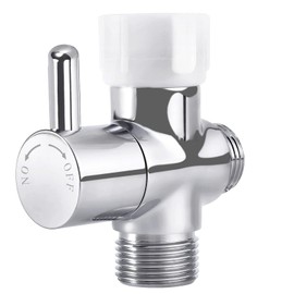 Bidet T Adapter with Shut-Off Valve, Brass T Valve Adapter for Bidet, 3 Way Tee Connector 7/8" 1/2" 15/16", T Valve Bidet Attachment for Toilet