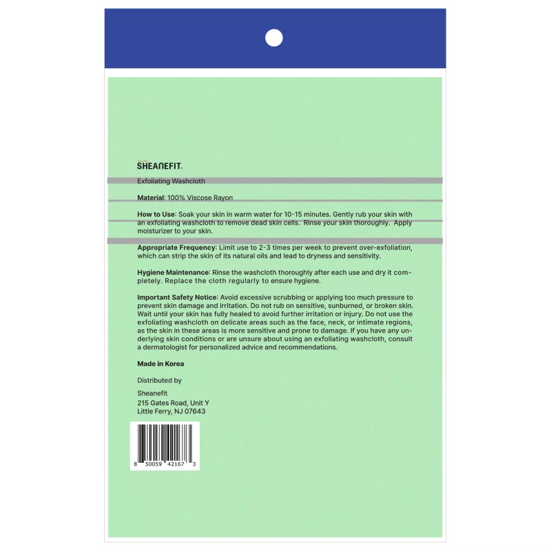 Sheanefit Sheanfit Exfoliating Washcloth Bath Mitt, Korean Body Scrubber -