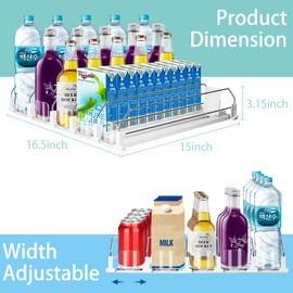 Drink Organizer for Fridge, 5 Row Automatic Pusher Glide, Adjustable Width Soda Can Dispenser for Refrigerator-Holds up to 25 Cans