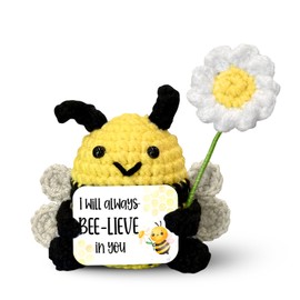 MagicArtCanvas Funny Bee Crochet, Cute Positive Crochet with Encouragement Cards, Inspirational Gift Ideas for Women, Friends, Christmas and Birthday Gifts, Small Gifts for Coworkers Bee Decor