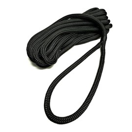 Double Braid 12mm Dockline Polyester Braid on Braid Spliced Mooring rope Dock Lines READY TO USE (Black, 6mt)