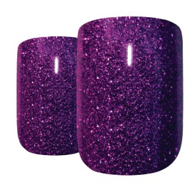 Falsche Nägel Bling Art Matte Gel Poliert Glitzer 24 Squoval Kunstnägel Mittel Tipps mit Kleber (Andromeda Gel)