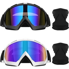 Lievermo Motorcycle Goggles Dirt Bike Goggles 2 Pack ATV Off-Road Riding Motocross Ski Goggles