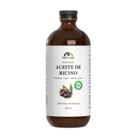 Aceite de Ricino Teky Labs 100% Puro Prensado en Frío (500ml) Sin Hexanos | Estimula el Fortalecimiento y Volumen de Pestañas, Cejas, Cabello y Barba 