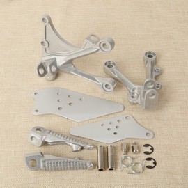 XMT-MOTO Silver Front Footrest Foot Pegs Brackets for KAWASAKI ZX6R 2005-2008,for KAWASAKI ZX636 2005-2006