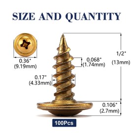 #8 x 1/2" Wood Screw 100Pcs Alloy Steel Standard Thread Truss Head Fast Self Tapping by SG TZH