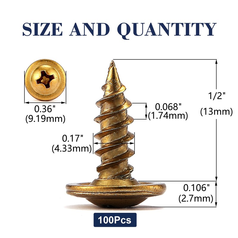 #8 x 1/2" Wood Screw 100Pcs Alloy Steel Standard Thread