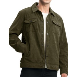 TBMPOY Men's Army Green Medium Sherpa Lined Corduroy Fleece Jacket