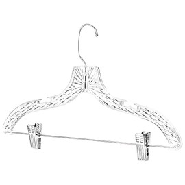 HARDW Clothes Hangers with Clips Plastic Set of 12 Pack Heavy Duty Hangers Dresses, T-Shirts Shirt Suit Hangers for Closet Organization Crystal Clear Hanger Pants Skirt Hanger Women and Men