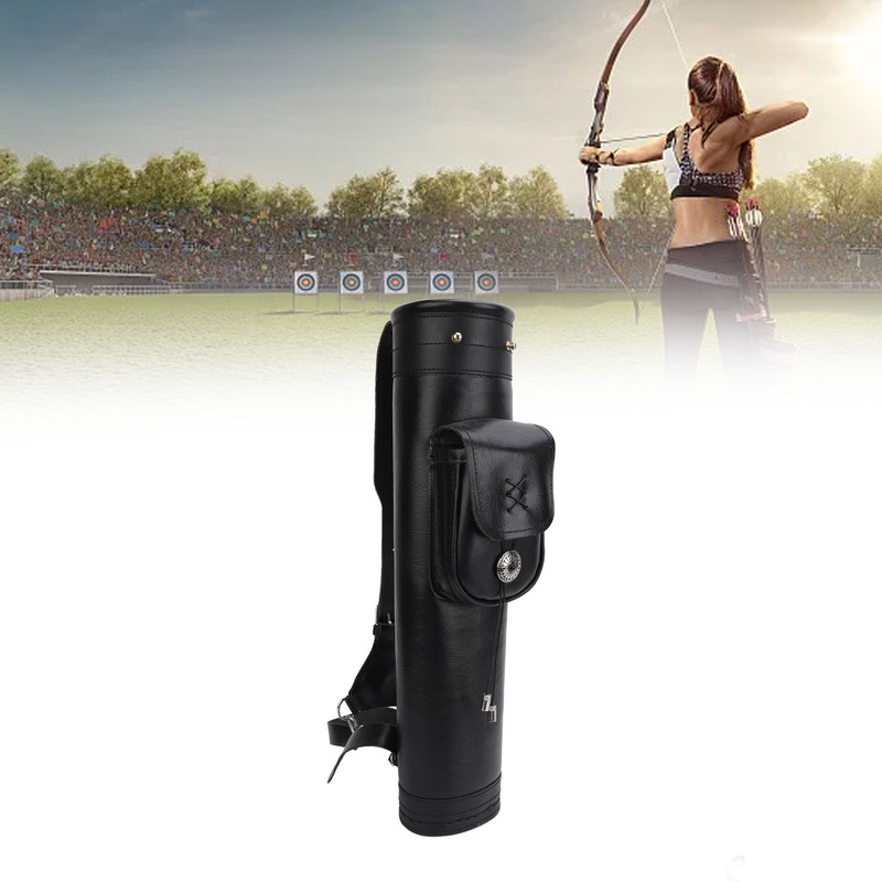 Archery Arrow Quiver Cowhide Leather Arrows Holder Bag Shoulder Back