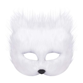 Half Face Mask Fox Mask Maskade Cosplay Mask Adult Fox Mask Plastic Faux Fur Half Face Mask for Women Men