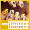 LOPMNGHT Press on Nails Medium Length Cute Bee Pattern Design