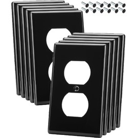 Bates- Black Outlet Covers - 10 Pack Duplex Receptacle Covers, Wall Outlet Cover, Electric Outlet Cover Plate