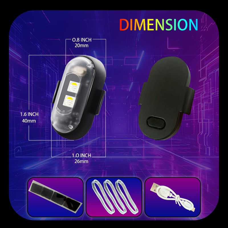 8PCS Wireless Led Aircraft Strobe Lights with Remote, 8 Colors