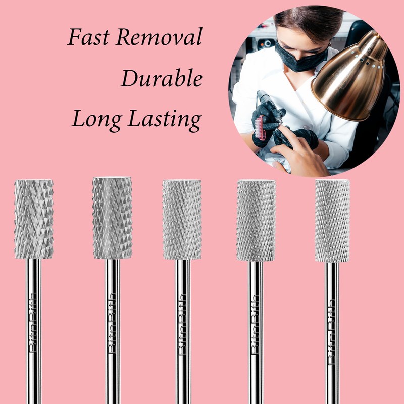 BITNBITH Nail Drill Bit 3/32", Tungsten Carbide Cylinder Barrel Efile