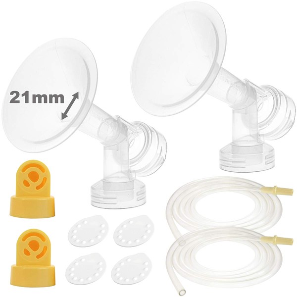 Nenesupply Pump Parts with 21mm Flanges Compatible with Medela Pump in Style Parts Accessories Breast Pump Not Original Medela Pump Parts Incl. 21mm Flange Breastshield Connector Valve Membrane Tubing