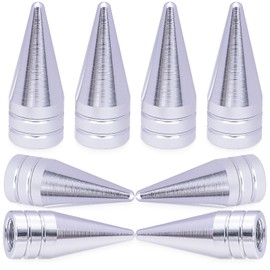 MEAJOO 8PCS Spiked Shape Tire Valve Stem Caps, Aluminum Alloy Spike Wheel Tire Valve Stem, Universal Dustproof Tire Valve Stem Covers for Cars, SUV, Trucks, Bikes, Motorcycles, Bicycles(Silver)