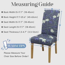 Dining Chair Covers, Jacquard Stretch Kitchen Chair Covers, Dining Room Chair Cover Set of 6, Detachable Washable Chair Covers, Chair Slipcovers, for Home, Restaurant, Banquet (Print Pattern Flower)