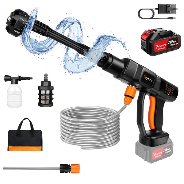 Cordless High-Pressure Washer with 3Ah Battery,Red Compact High Pressure Cleaner