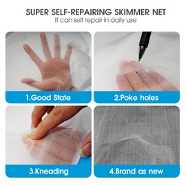 TidyMister 17.5'' Ultra Fine Mesh Pool Skimmer Net Rake for Sand Silt Pollen Debris - Super Extra Fine Nylon Cleaning Pool Net for Above Ground & In-ground Swimming Pools