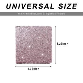 JUSTTOP Car Registration and Insurance Card Holder, Leather Vehicle Glove Box Document Holder with Magnetic Closure, Driver License Organizer Cards Paperwork Wallet for Men Women (Glitter Pink, Small)