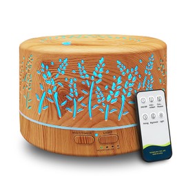 Difusores para aceites esenciales, gran habitación, 600 ml, difusores de aceites esenciales para el hogar con R/C, humidificador de niebla fría, 7 luces de colores y 3 modos de niebla, apagado automático sin agua, para oficina, meditación, recámara, deco