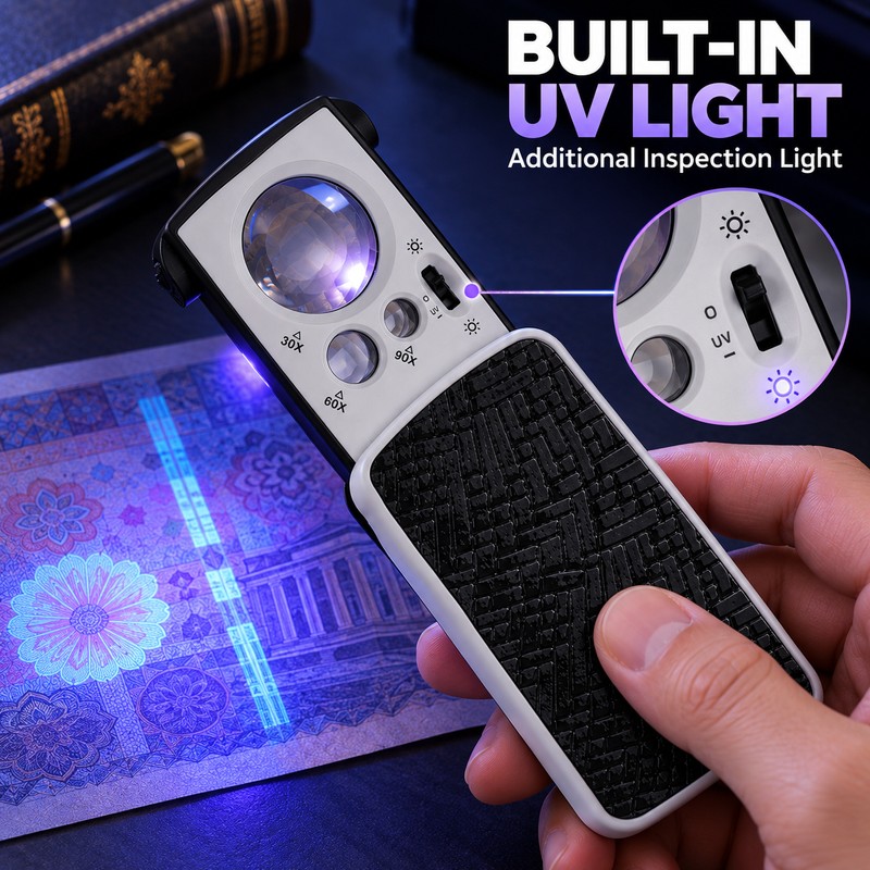 Pocket Magnifying Glass for Jewelry Inspection – 30X 60X 90X