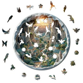 Wooden Puzzle for Adults, Beautiful Wooden Puzzle, Irregular Unique Shape Puzzle Pieces, Exquisite Gift Packaging, Birthday Gift for Adults and Children (L-34 x 34 cm, 300 Pieces)