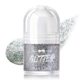DAGEDA Roll-on Body Glitter Gel, Rave Accessories Face Glitter Makeup Body Shimmer, Sparkling, Holographic Fine Glitter Gel Rave Outfits for Women,07 Silver