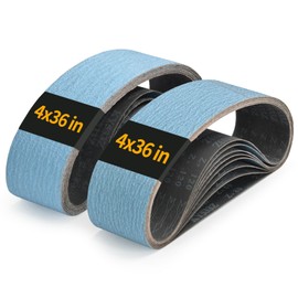 16PCS 4 x 36 Inch Belt Sander Sanding Belts | 100x915mm Zirconia Sander Belts (4 Each of 80/120/150/240) Grit Belt SandPaper for Wood, Metal, Stainless Steel, Cars, and Furniture