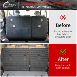 Thinzyou Kick Mat Compatible with 2024 2025 Hyundai Santa Fe Back Seat Cover Protector TPE All Weather Backrest Mats 2024 Santa Fe Accessories (2024 2025,2nd Row Backrest Mat)