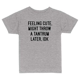 Feeling Cute, Might Throw a Tantrum Later Toddler Kids T-Shirt 5T Heather Grey
