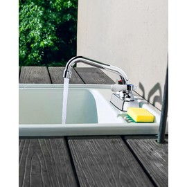 iVIGA Commercial Sink Faucet 6" Swivel Spout, Utility Laundry Sink Faucet 4" Center, Deck Mount Kitchen Faucet, Brass Construction Chrome Polished, for Kitchen, Laundry, Bar Sink, RV, Outdoor etc